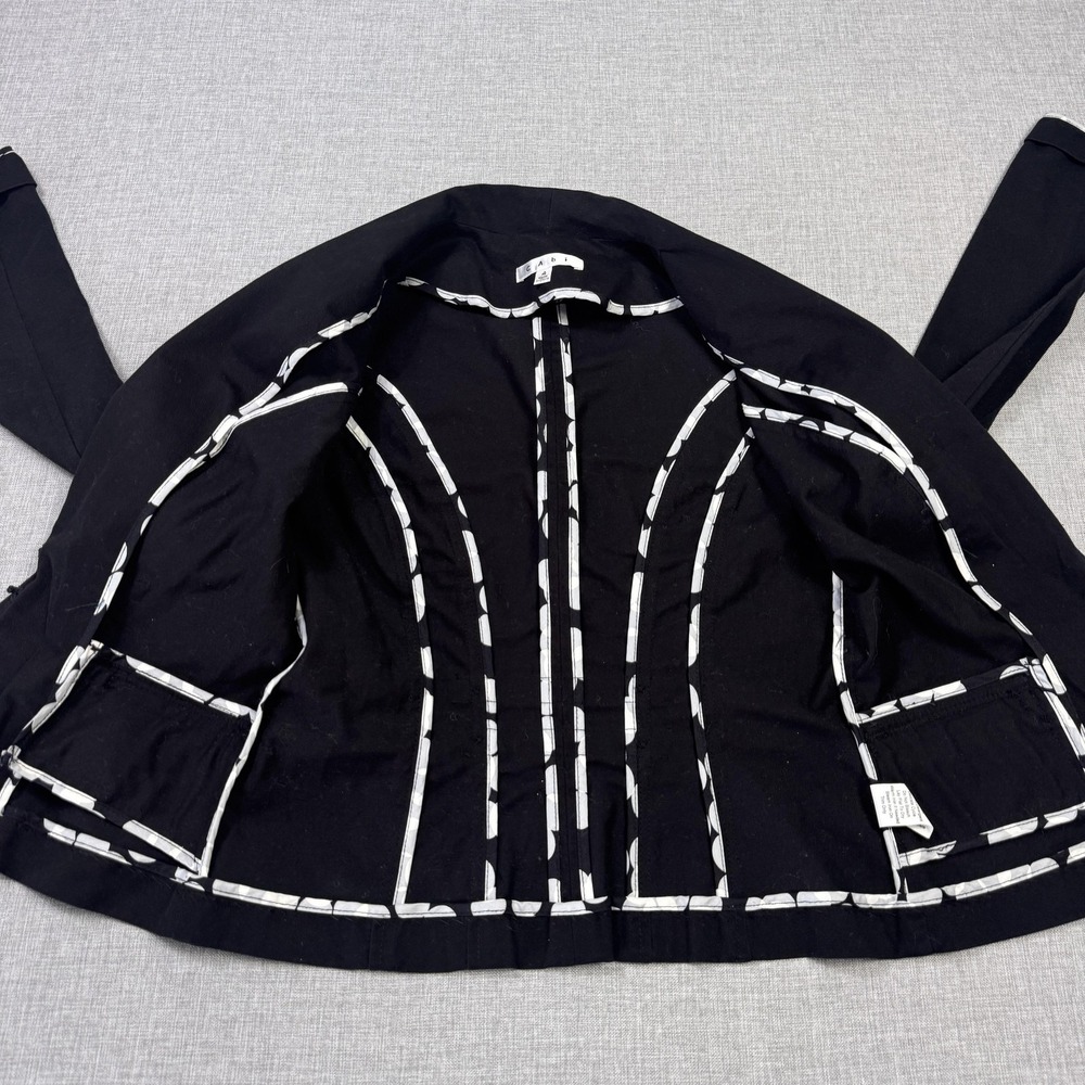 CAbi Blazer Womens 4 Black Military Jacket Collared Short Hook & Eye Pockets - Picture 2 of 12